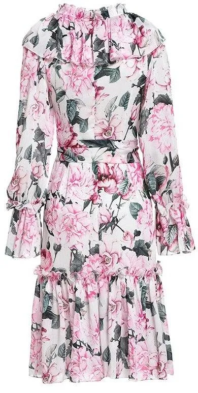 Floral Print Ruffled Dress