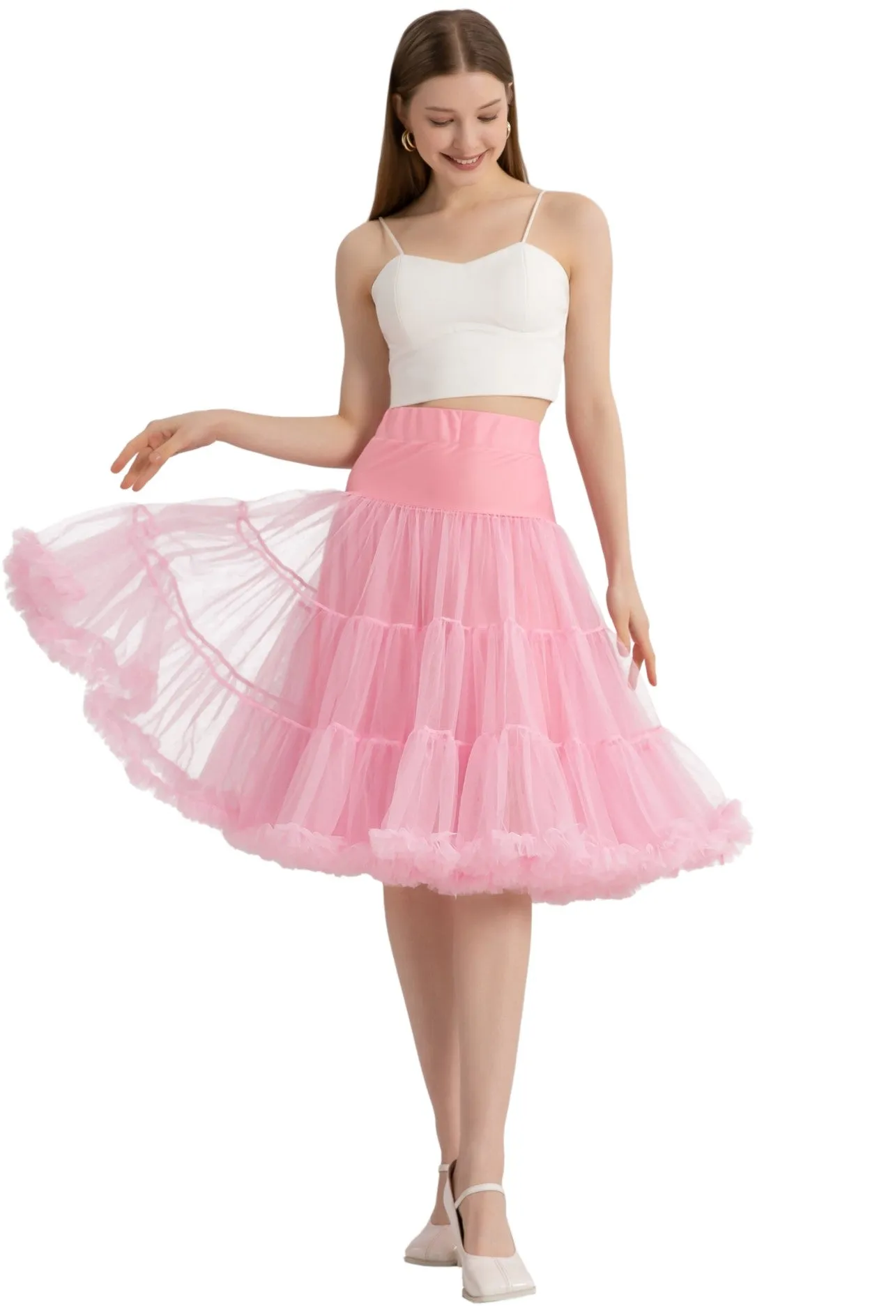 Fluffy Net Petticoat 25.5 Inches In Pastel Pink