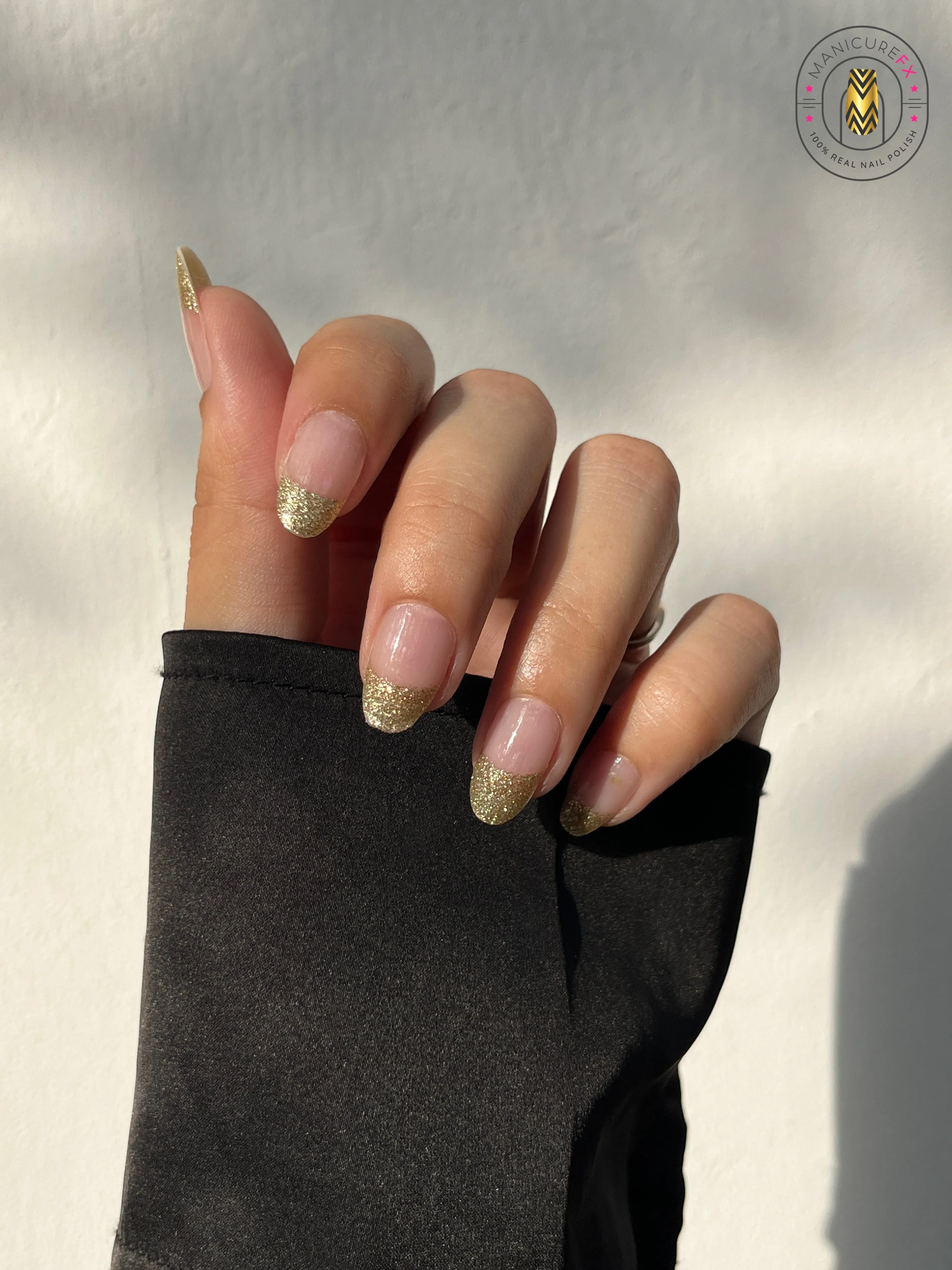 Golden Glitter French Manicure - Nail Wraps (Standard)