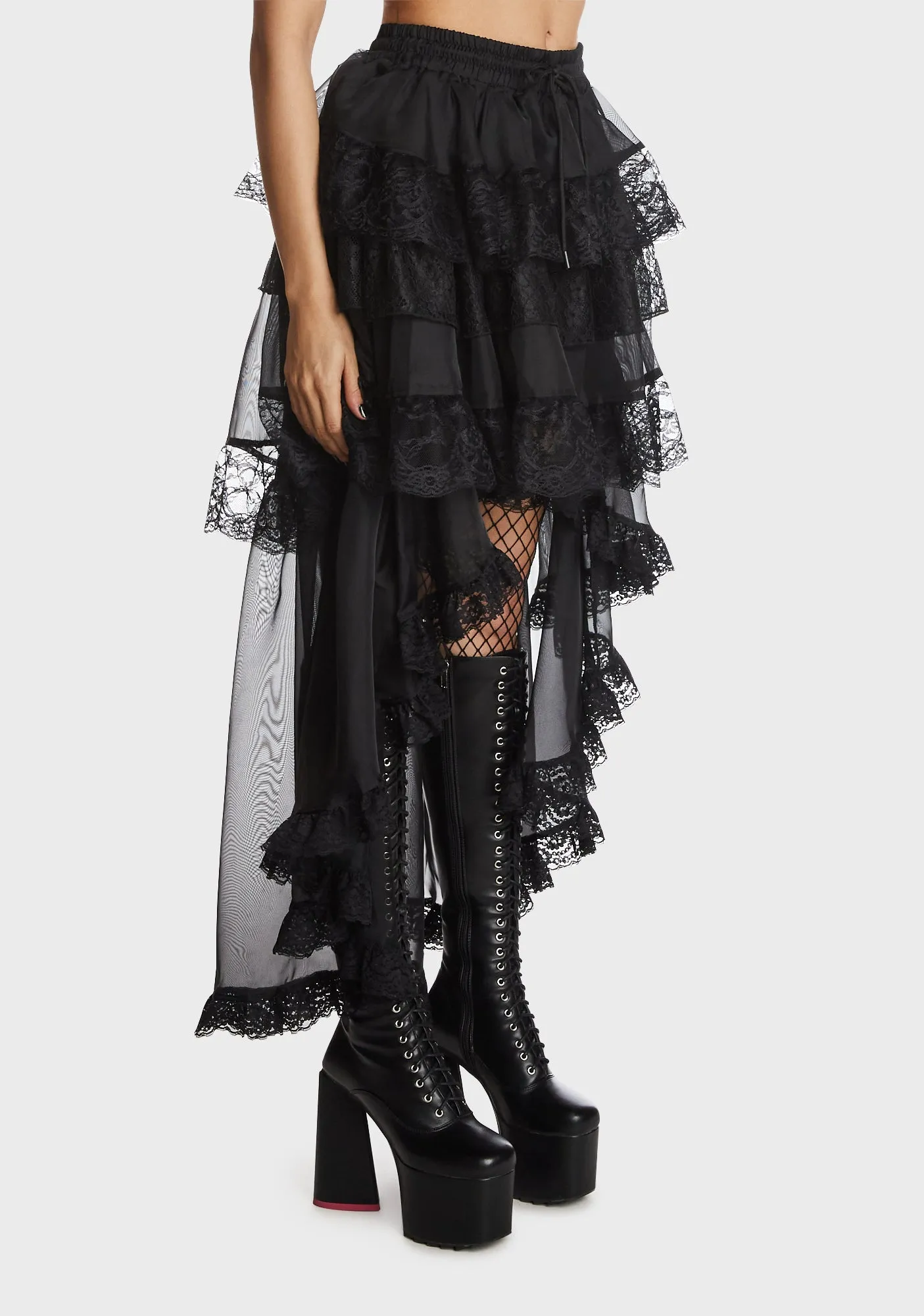 Gothic Chiffon High Low Petticoat