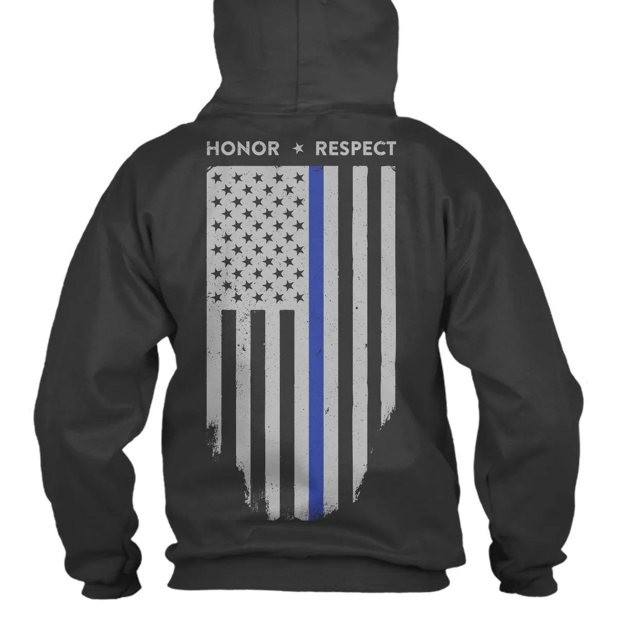 Hoodie Unisex - Thin Blue Line American Flag HONOR & RESPECT