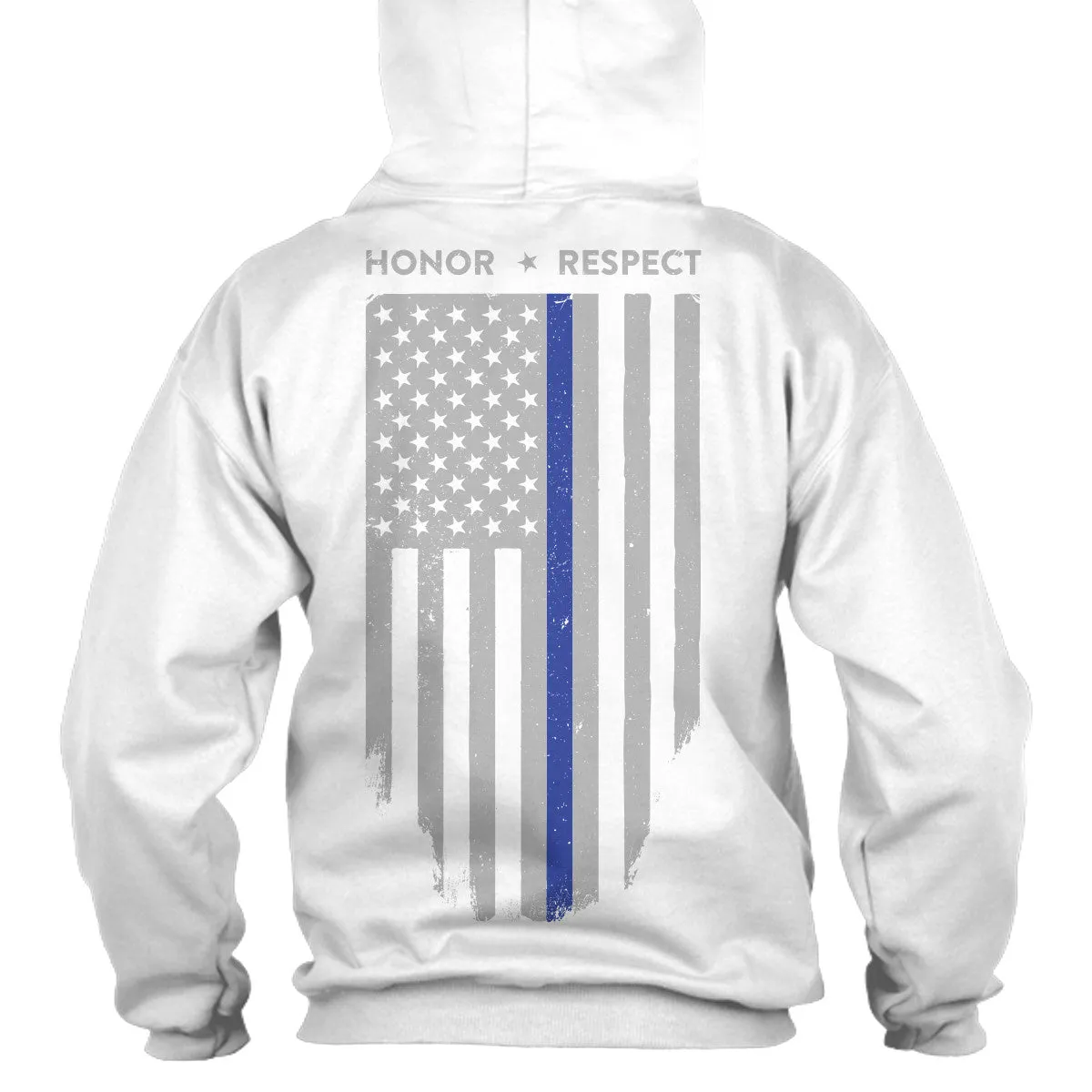 Hoodie Unisex - Thin Blue Line American Flag HONOR & RESPECT