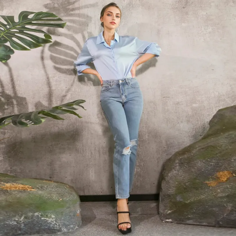 Julia Fashion - Light Blue Denim Trousers