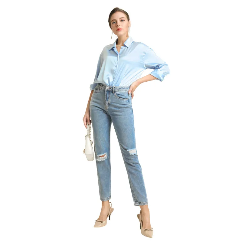 Julia Fashion - Light Blue Denim Trousers