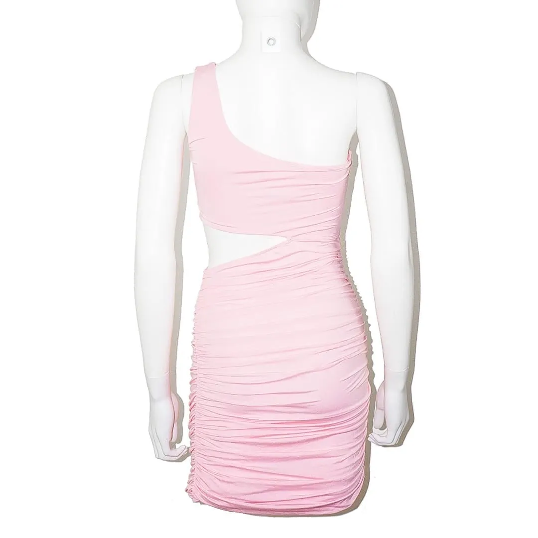 KIKIRIKI Pink Asymmetric Ruched Dress