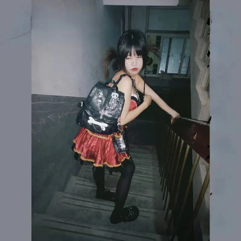 Korean Skull Aesthetic Cross Girls Cool Sweet Punk Vintage Y2K Bag