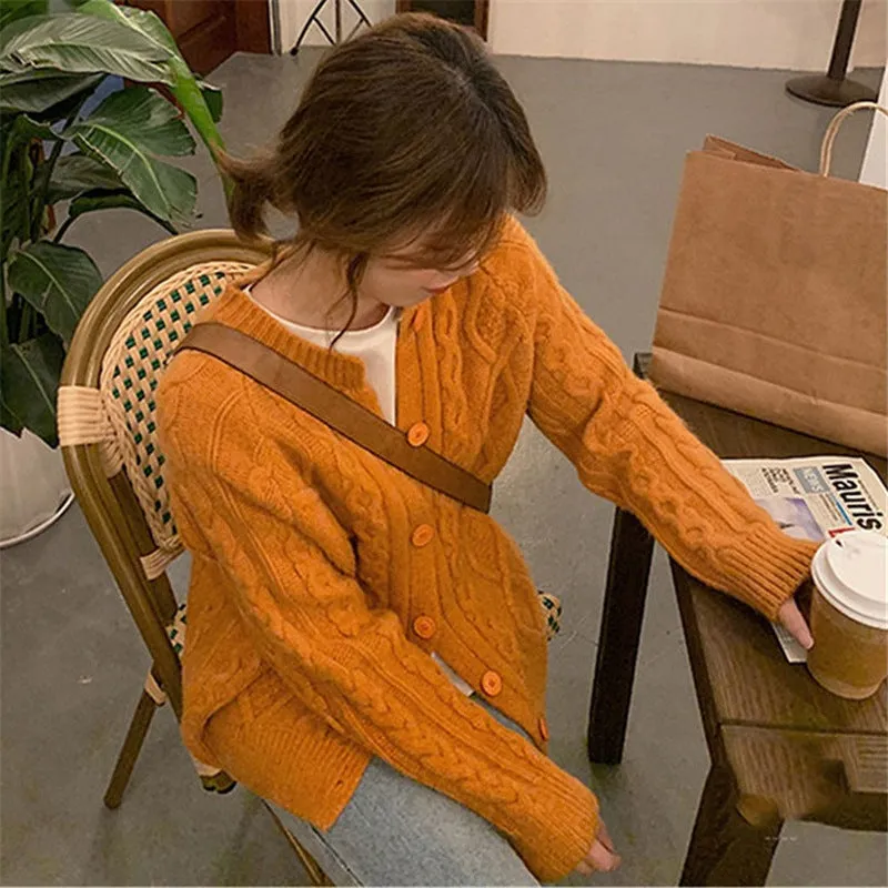 Korean Slim Look V-Neck Matching Pullover Solid Colored Casual All-Matching Sweater Women Outerwear