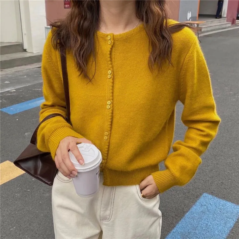 Korean Slim Look V-Neck Matching Pullover Solid Colored Casual All-Matching Sweater Women Outerwear