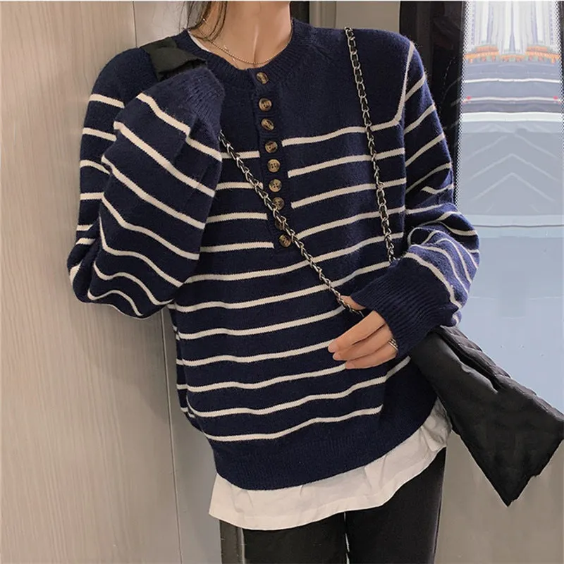 Korean Slim Look V-Neck Matching Pullover Solid Colored Casual All-Matching Sweater Women Outerwear