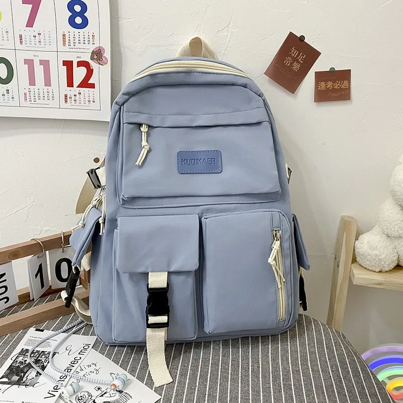 Large Capacity Canvas Black Backpack Light Simple Travel Bag Canvas Backpack Student School Bag Canvas Student Zipper Backpack