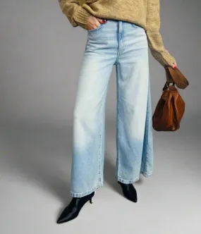 Light Blue Lyocell Blend Palazzo Leg Jeans