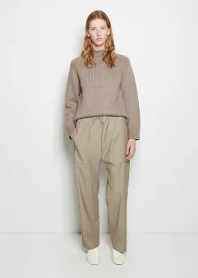 Light Wool Drawstring Trousers — Beige