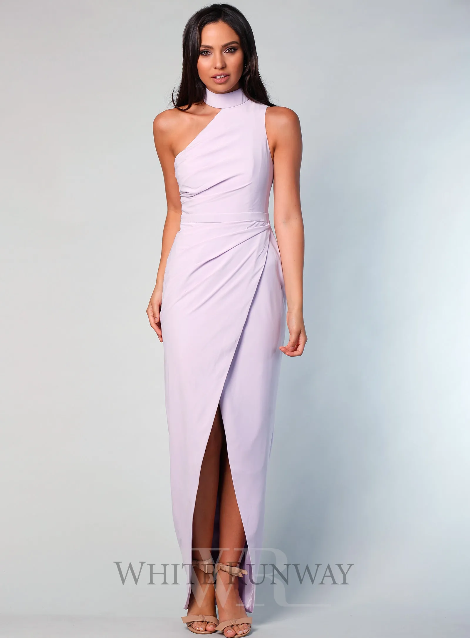 Lillian High Neck Dress - Pastel Grey - size 8