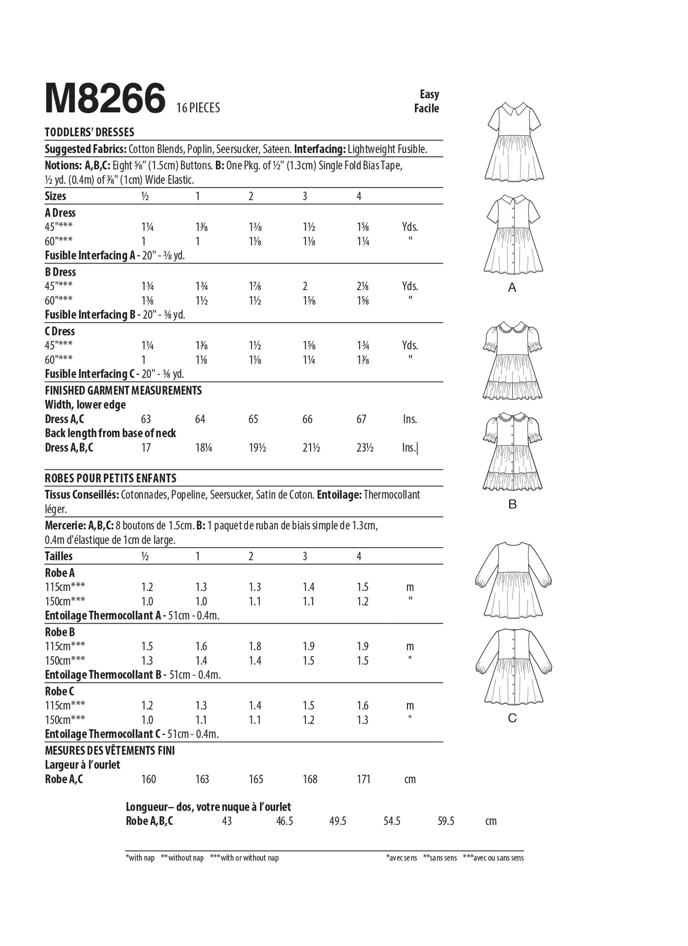 McCall's Pattern M8266 Toddlers' Dresses