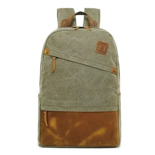 Men Canvas Backpack Schoolbag 14 Inch Laptop Bag