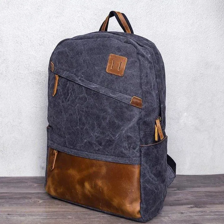 Men Canvas Backpack Schoolbag 14 Inch Laptop Bag