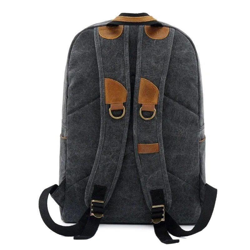 Men Canvas Backpack Schoolbag 14 Inch Laptop Bag