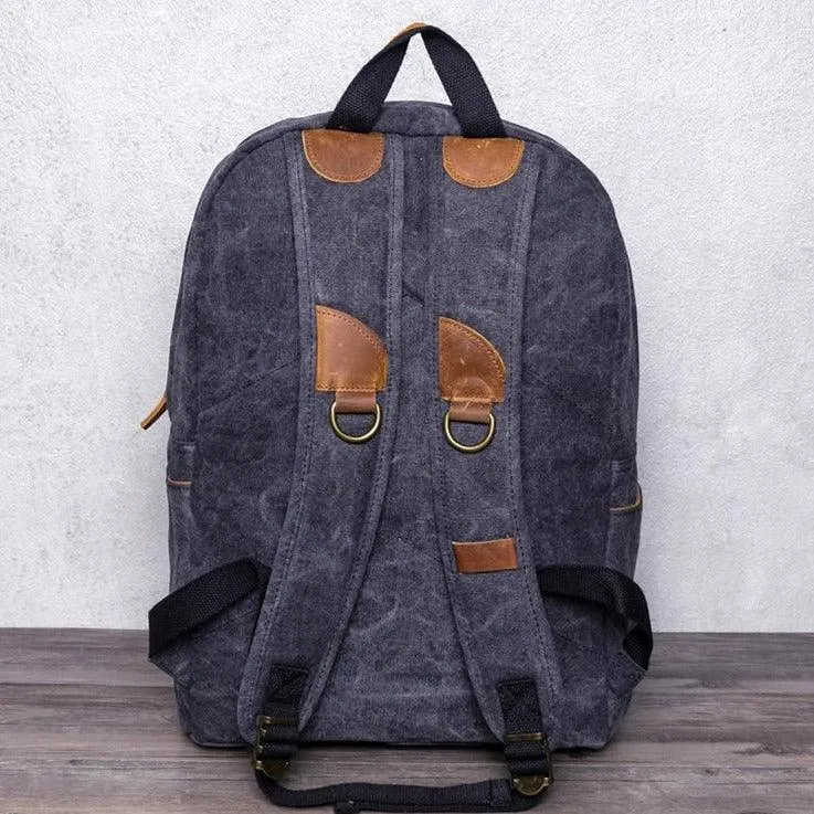 Men Canvas Backpack Schoolbag 14 Inch Laptop Bag