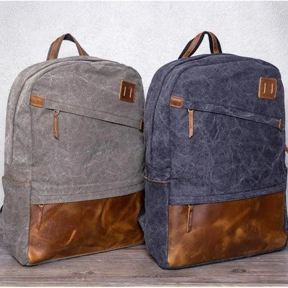 Men Canvas Backpack Schoolbag 14 Inch Laptop Bag