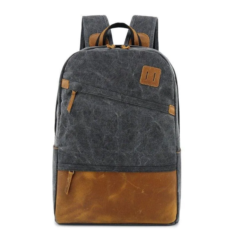 Men Canvas Backpack Schoolbag 14 Inch Laptop Bag