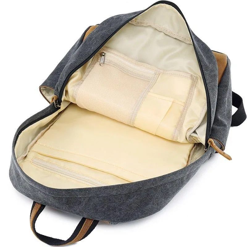 Men Canvas Backpack Schoolbag 14 Inch Laptop Bag