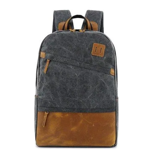 Men Canvas Backpack Schoolbag 14 Inch Laptop Bag