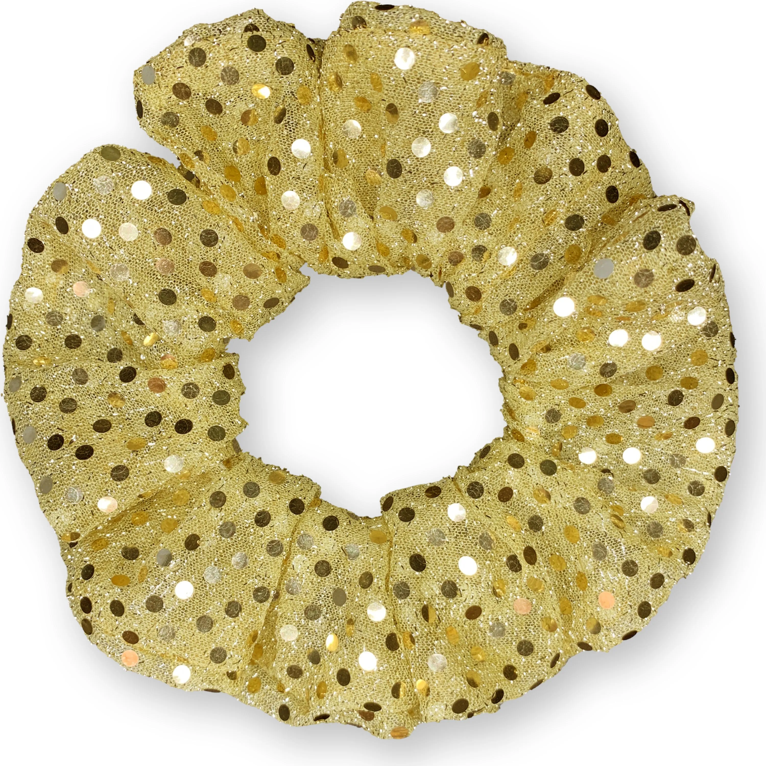 Metallic Sequin Scrunchies Available in 3 Sizes Light Gold