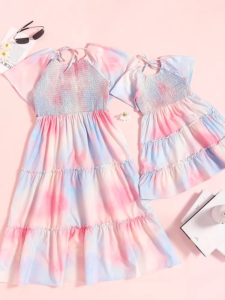 Mommy and Me Cotton Candy Boho Smocked Dress