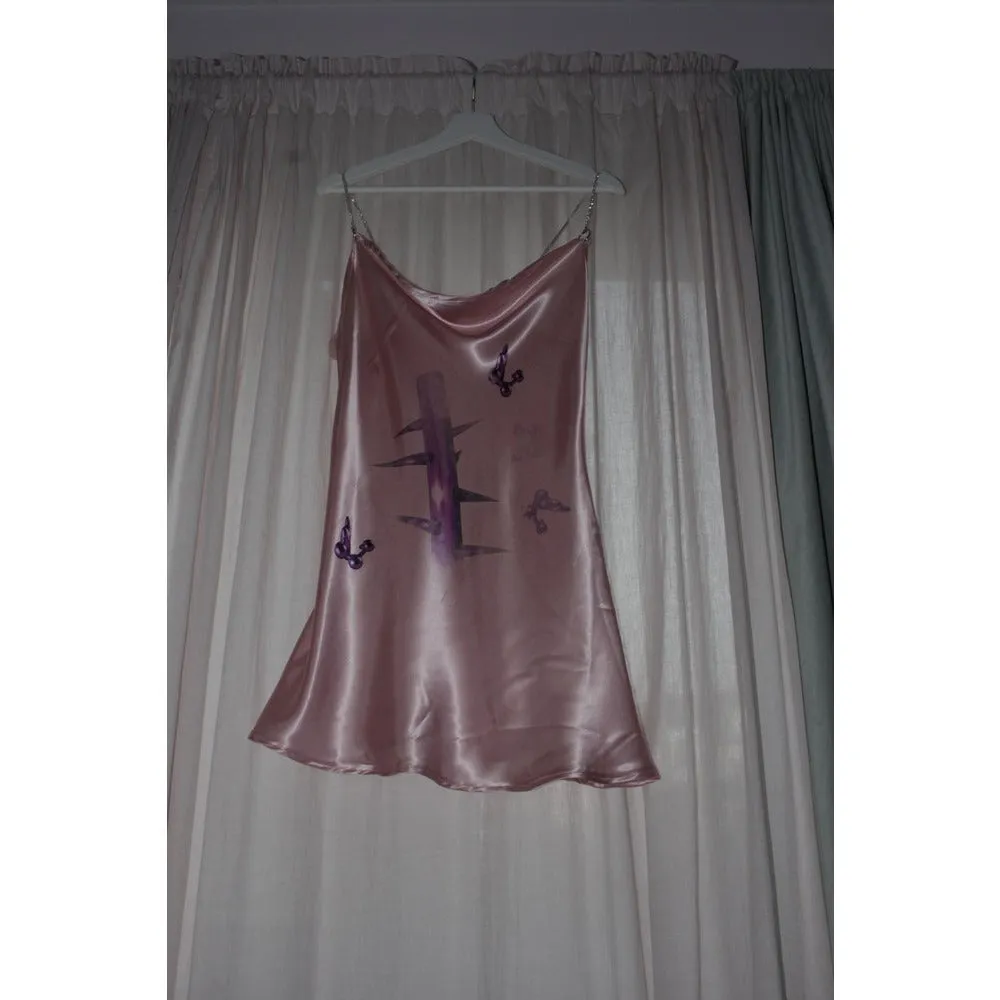 mothership satin slipdress in pink