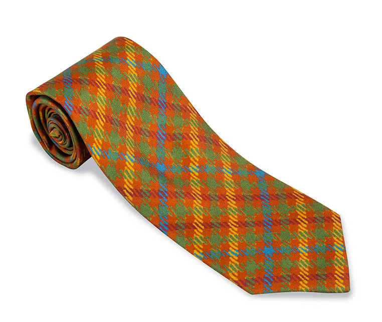 Orange Gun Club Check Necktie - F5570