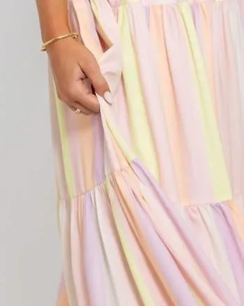 Pastel Stripe Maxi Dress in Pastel | Pastel