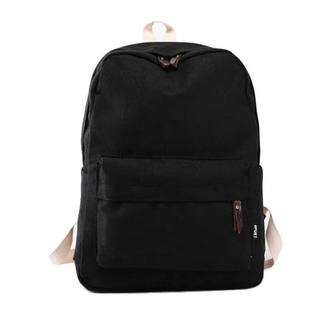 PICK YOUR COLOR: Modern Canvas, Solid Backpack, College Bag, Standard Size