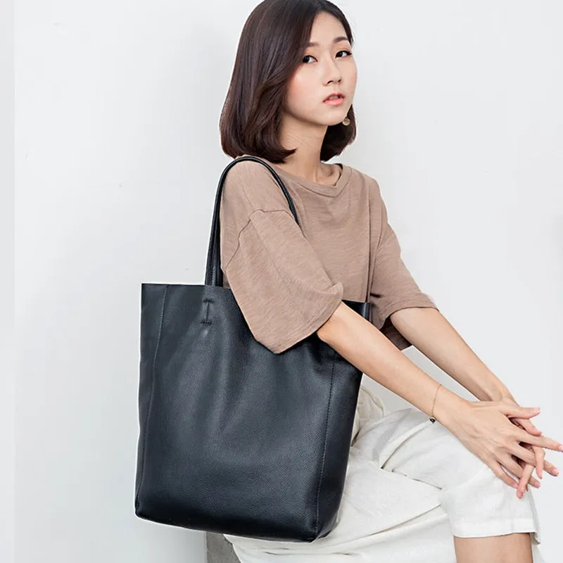 Plain Leather Tote Bag for Everyday Use