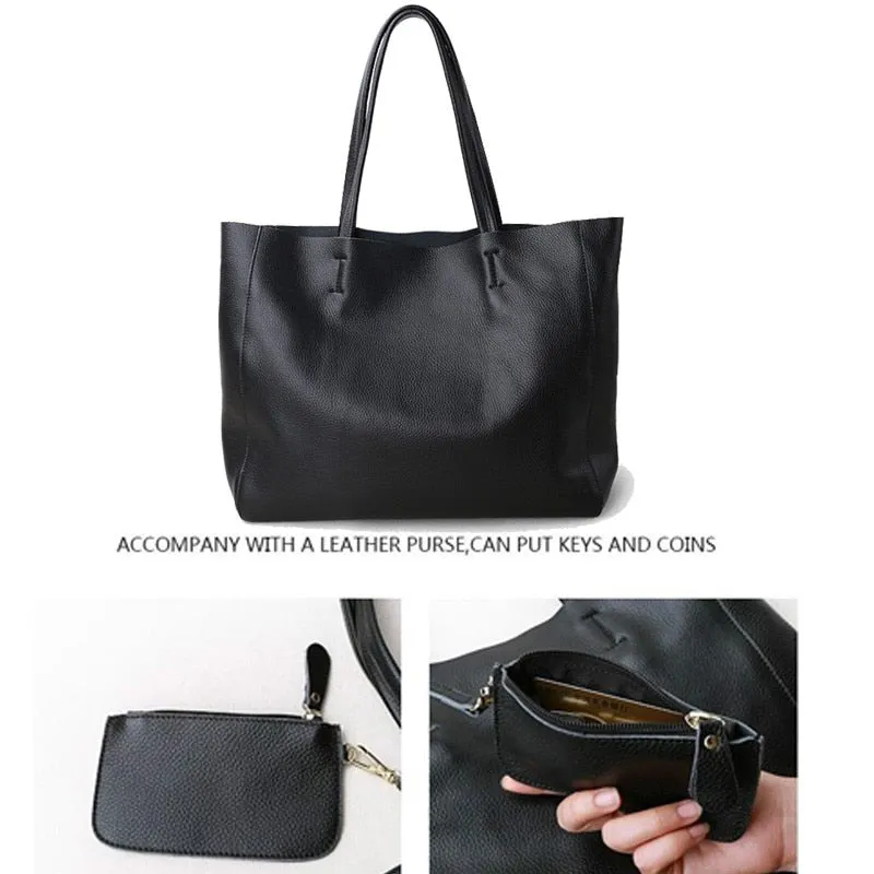 Plain Leather Tote Bag for Everyday Use