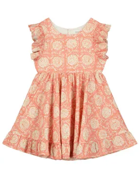 Poppet & Fox Frill Sleeve Summer Dress Santa Cruz Print