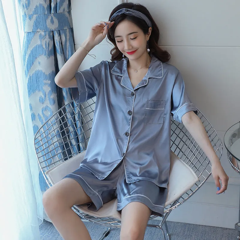 Popular Replica Pajamas Women Summer Sexy Cardigan Short Sleeve Shorts Plus Size Sets Loungewear Sleepwear