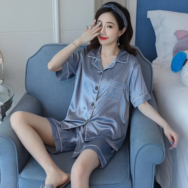 Popular Replica Pajamas Women Summer Sexy Cardigan Short Sleeve Shorts Plus Size Sets Loungewear Sleepwear