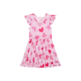 Posh Peanut Daisy Love Cap Sleeve Ruffled Twirl Dress