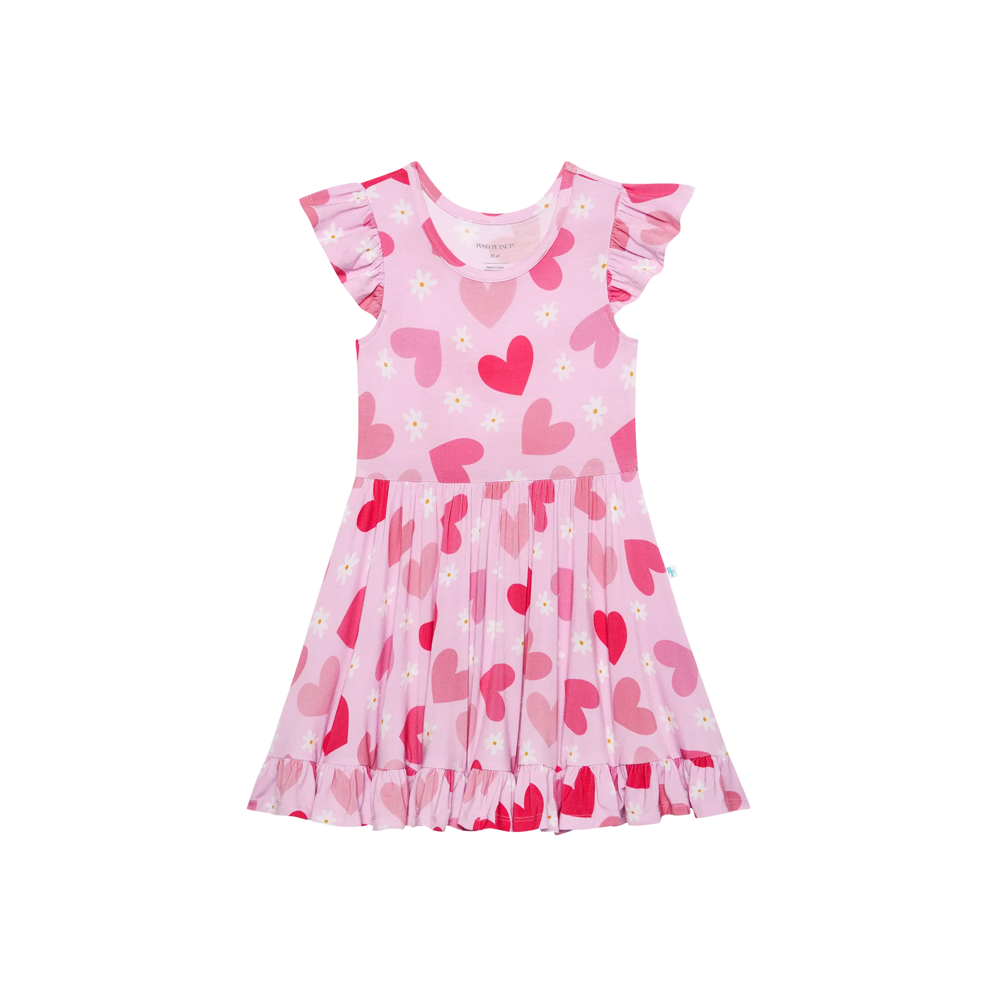 Posh Peanut Daisy Love Cap Sleeve Ruffled Twirl Dress