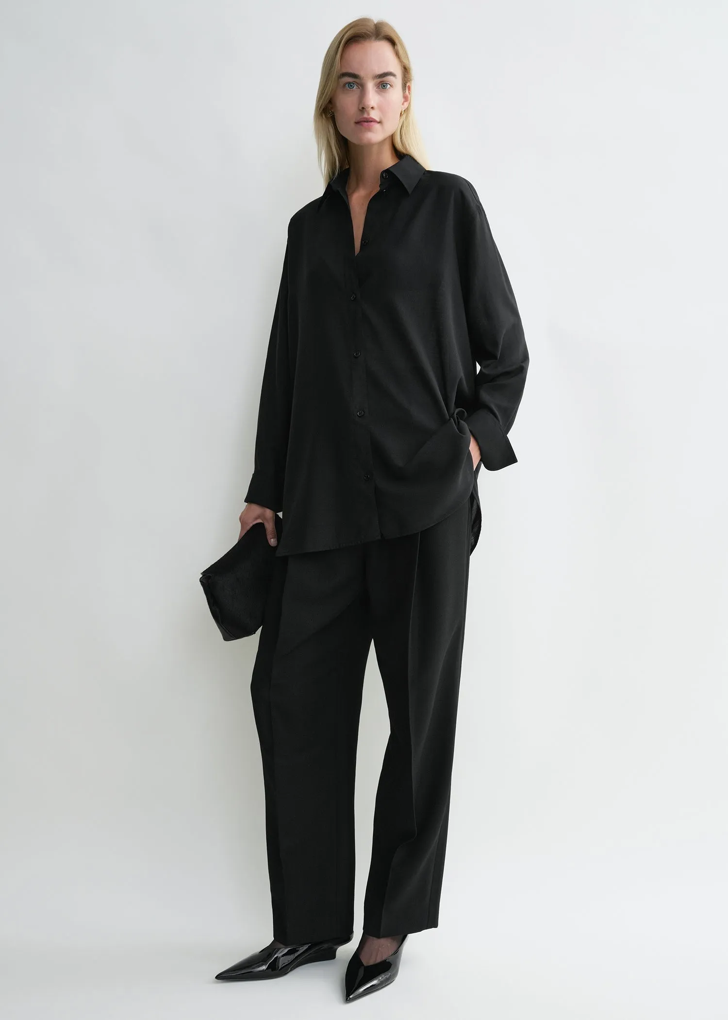 Relaxed voile shirt black