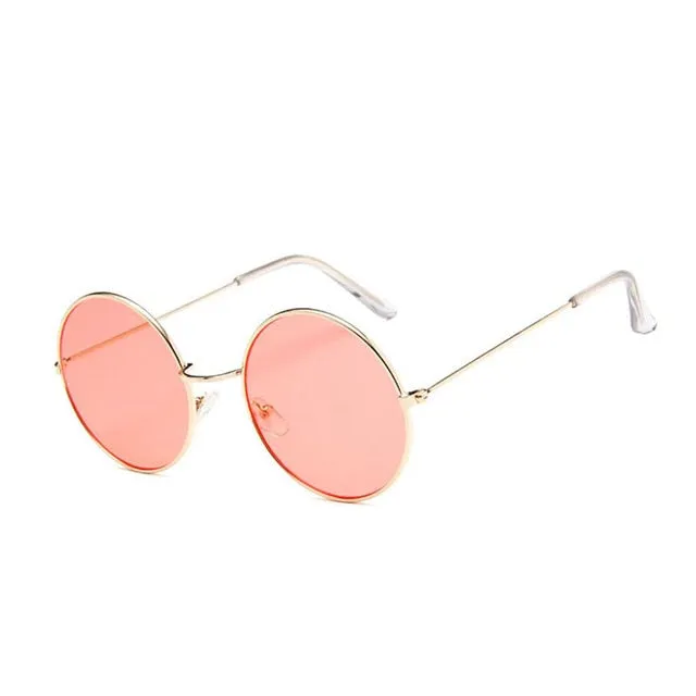 Round Pastel Sunglasses Gold Tone Frames Hippie Festival Sunnies Bohemian Beach Accessory Cool Girl Shades Yellow Green Blue Pink Purple Or Silver