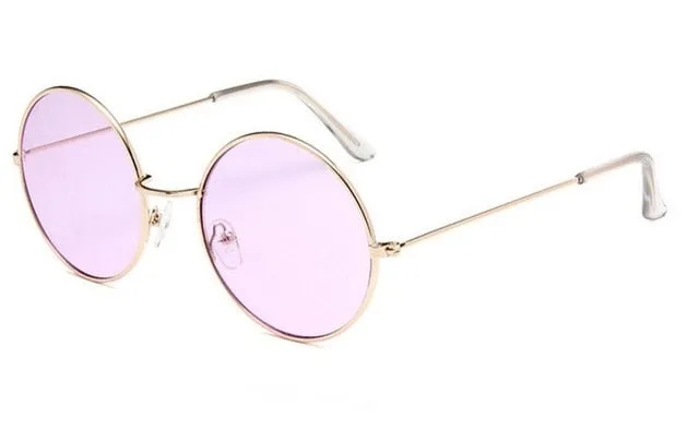 Round Pastel Sunglasses Gold Tone Frames Hippie Festival Sunnies Bohemian Beach Accessory Cool Girl Shades Yellow Green Blue Pink Purple Or Silver