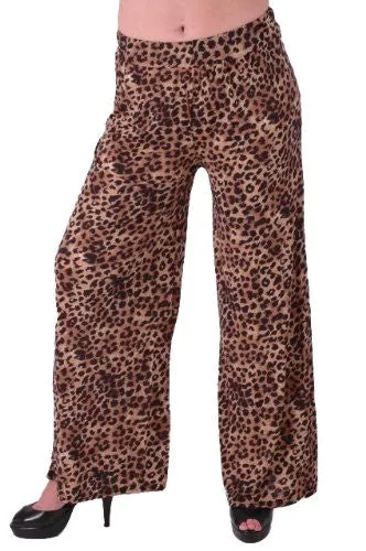 Savannah High Waisted Flared Leopard Print Palazzo Trousers