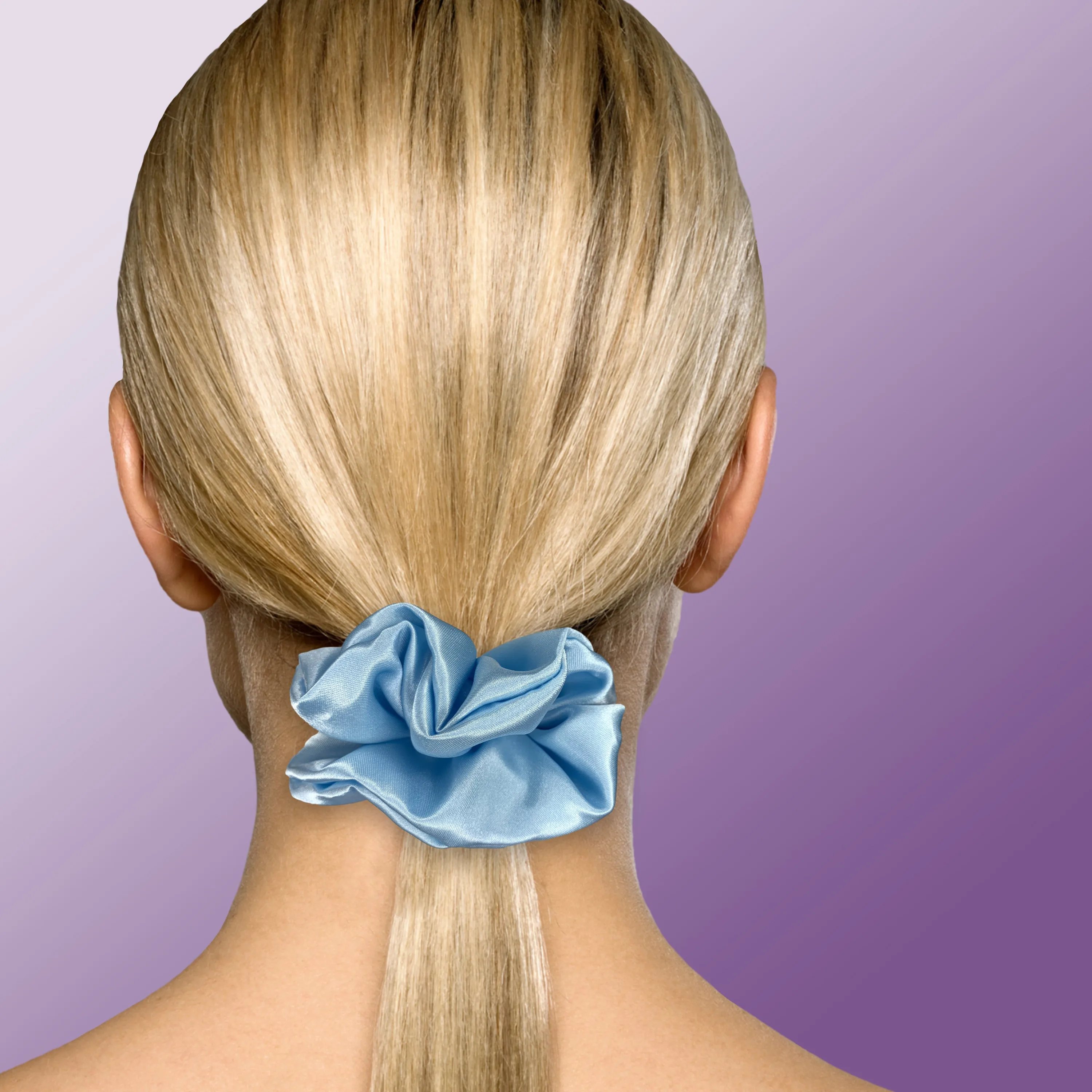 Scrunchies Premium Bridal Satin Available in 3 Sizes Made in the USA Blue Light