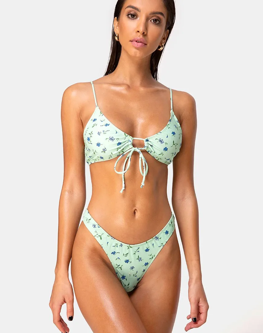 Shell Top Bikini in Ditsy Petal Pastel Lime