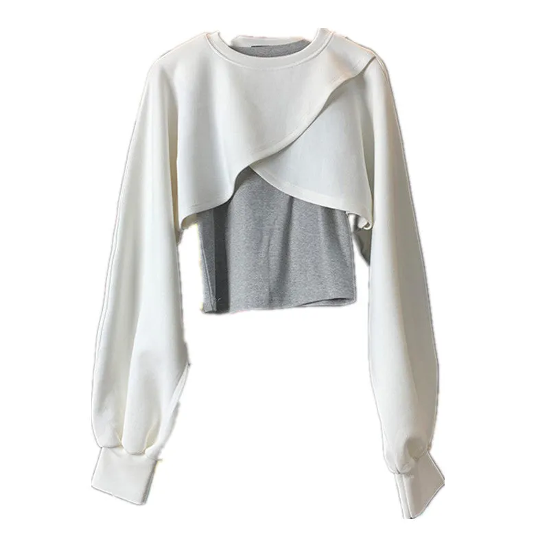 Short Two-Piece Sets Women Loose Korean INS Tops Sweatshirt