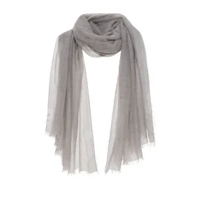 Silver Metallic Stripe Cashmere Scarf - Light Grey