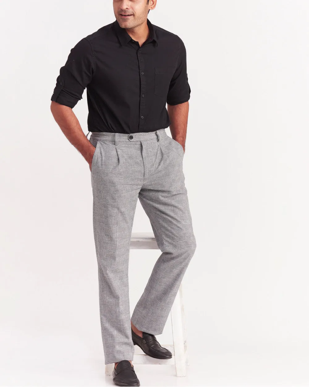 Single Pleated Relaxed Fit - Submarine Checks