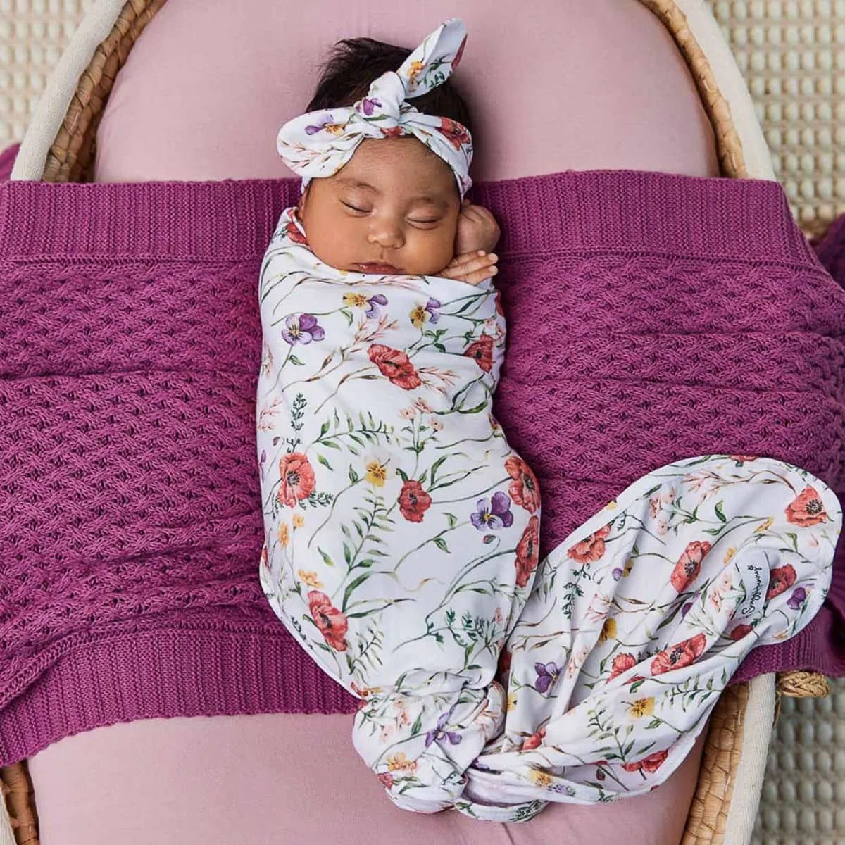 Snuggle Hunny Jersey Wrap with Matching Headwear - Meadow Organic