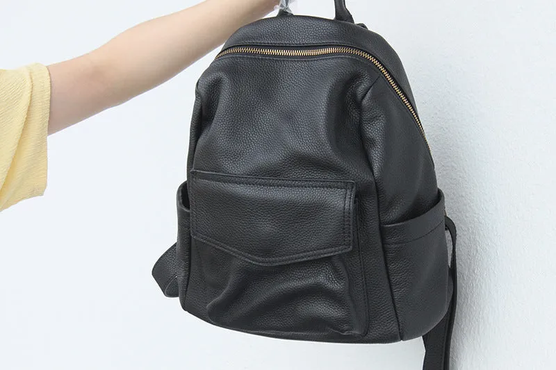 Stylish Ladies Soft Leather Backpacks Black Backpack Purse For Women